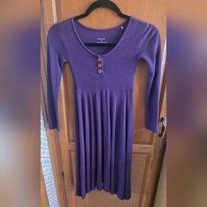Posh Peanut Girls 10Y Worn Once Plum Long Sleeve Henley Waffle Knit Dress
